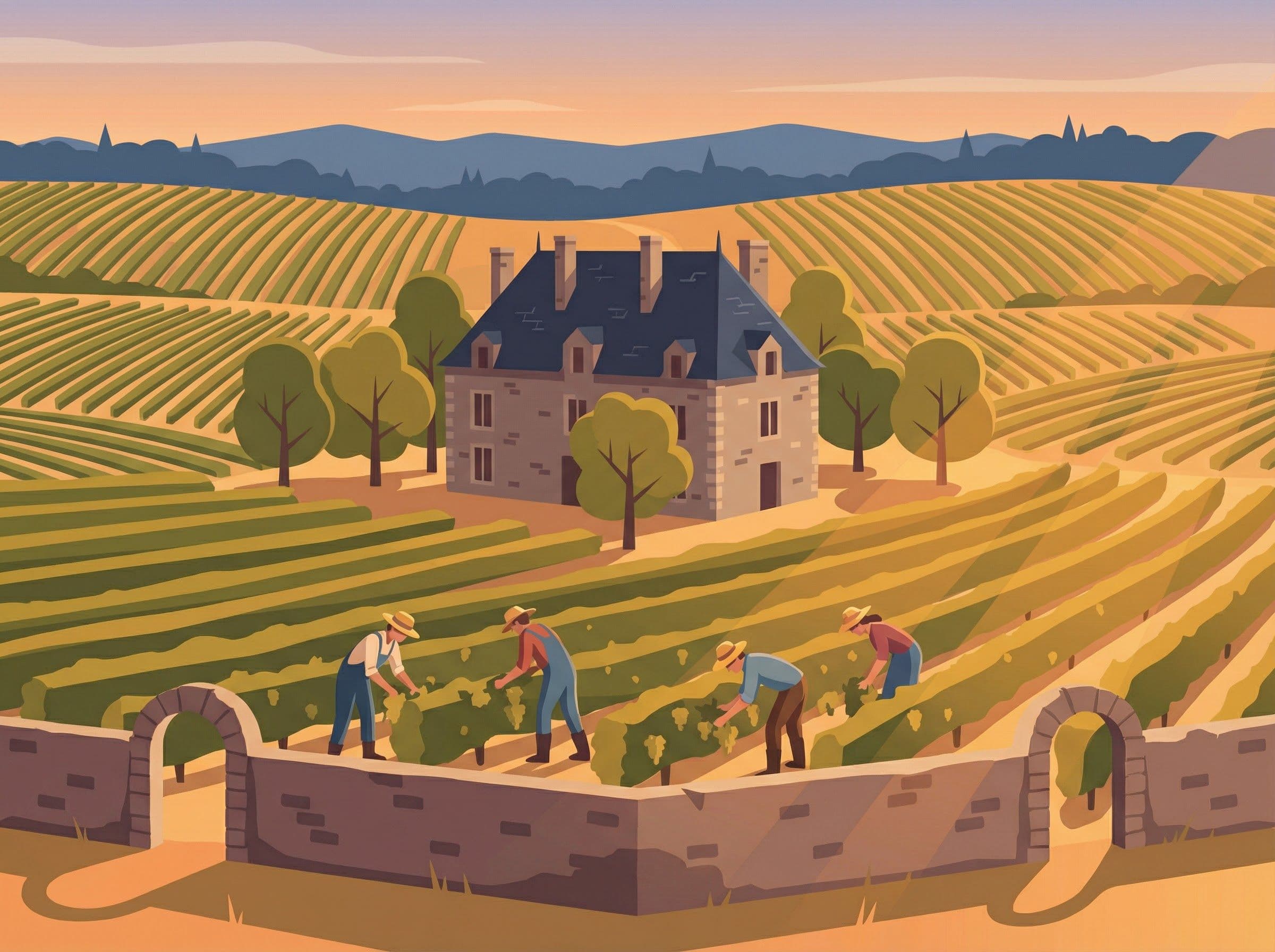 Vignoble français avec vue panoramique sur les parcelles d'un Groupement Foncier Viticole